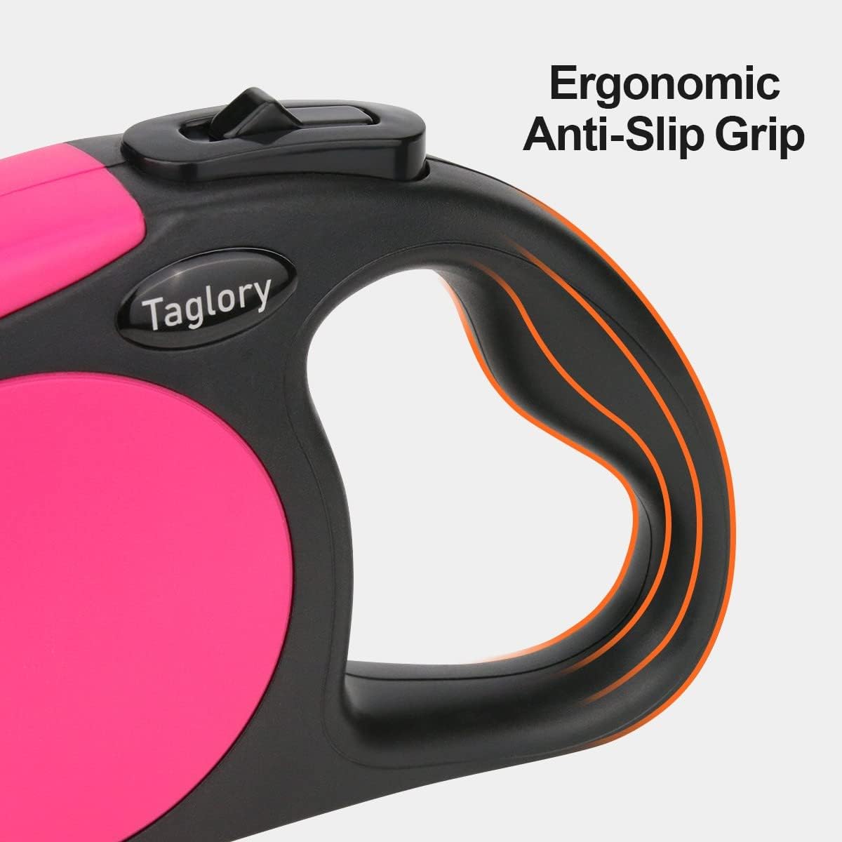Retractable Dog Leash, 16ft No Tangle Leash Retractable for Small Medium Dogs Up to 44 lbs, One-Handed Brake, Pause, Lock, Pink