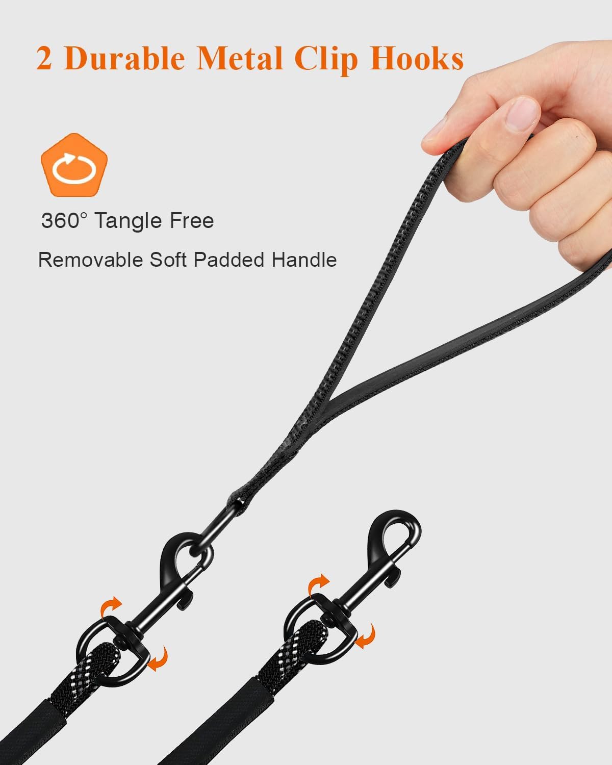 Dog Tie Out, Long Dog Leash 15FT 30FT 50FT 66FT, Recall Training Leash with 2 Swivel Hooks for Large Medium Small Breeds Walking, Camping, or Backyard, Black 30FT