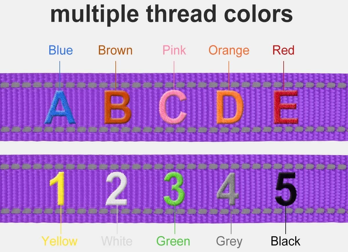 Personalized Dog Collars, Embroidered Reflective Collar with Name and Phone Number, Adjustable, Nylon Material, for Medium Dogs, Purple