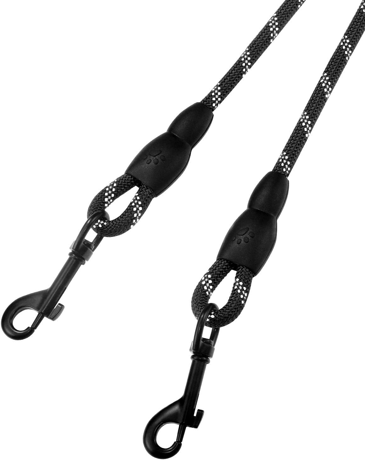 Double Dog Leash | Reflective Rope | No Tangle | Double Leash for Two Dogs | Puppy Small Medium Breeds | Black