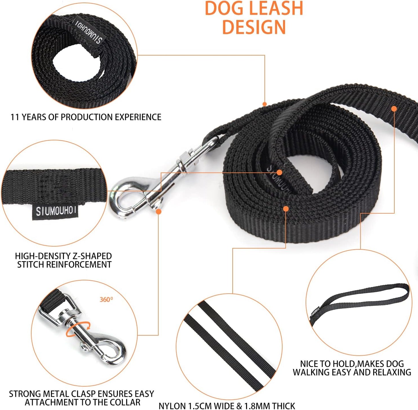 6 FT Puppy Leashes, Strong Traditional Style Leash with Easy to Use Collar Hook,Dog Lead Great for Small and Medium and Large Dog (Pink, 5/8 in x 6 ft)