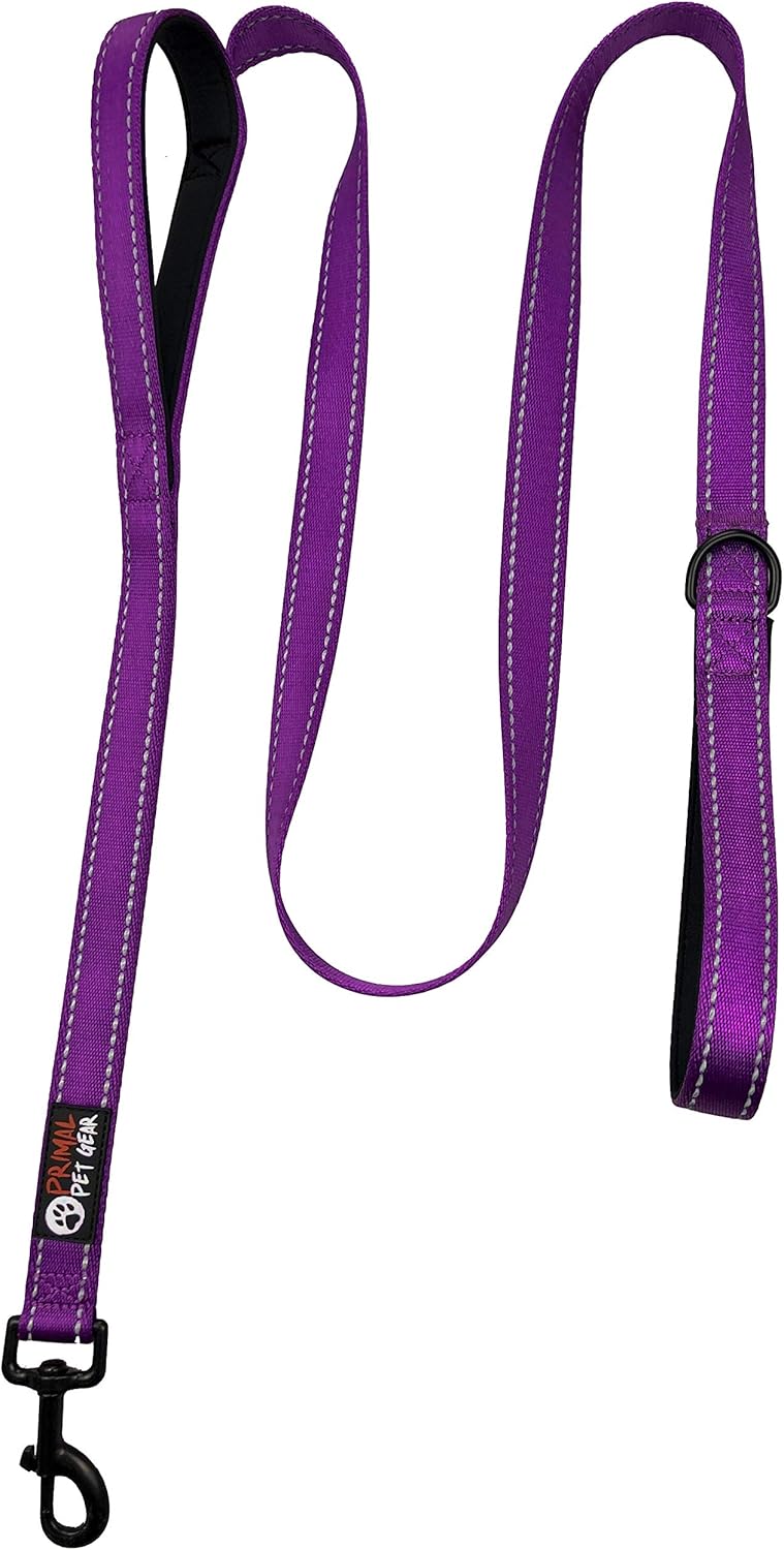 Dog Leash 6ft Long,Traffic Padded Two Handle,Heavy Duty,Reflective Double Handles Lead for Control Safety Training,Leashes for Large Dogs or Medium Dogs,Dual Handles Leads(Purple)