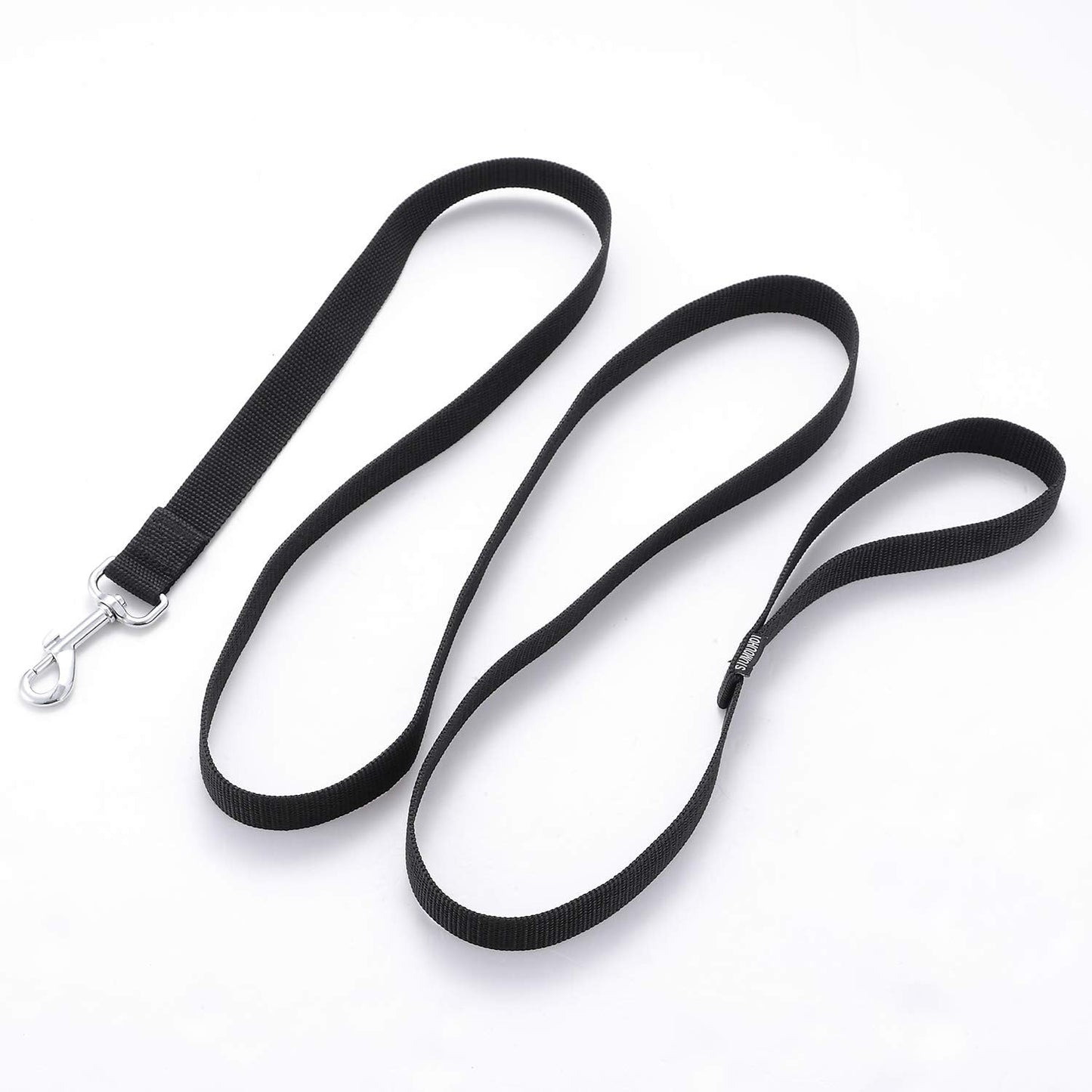 Strong Durable Nylon Dog Training Leash, 1 Inch Wide Traction Rope, 6 ft 10ft 15ft Long, for Small and Medium Dog (Black, 10 Feet)