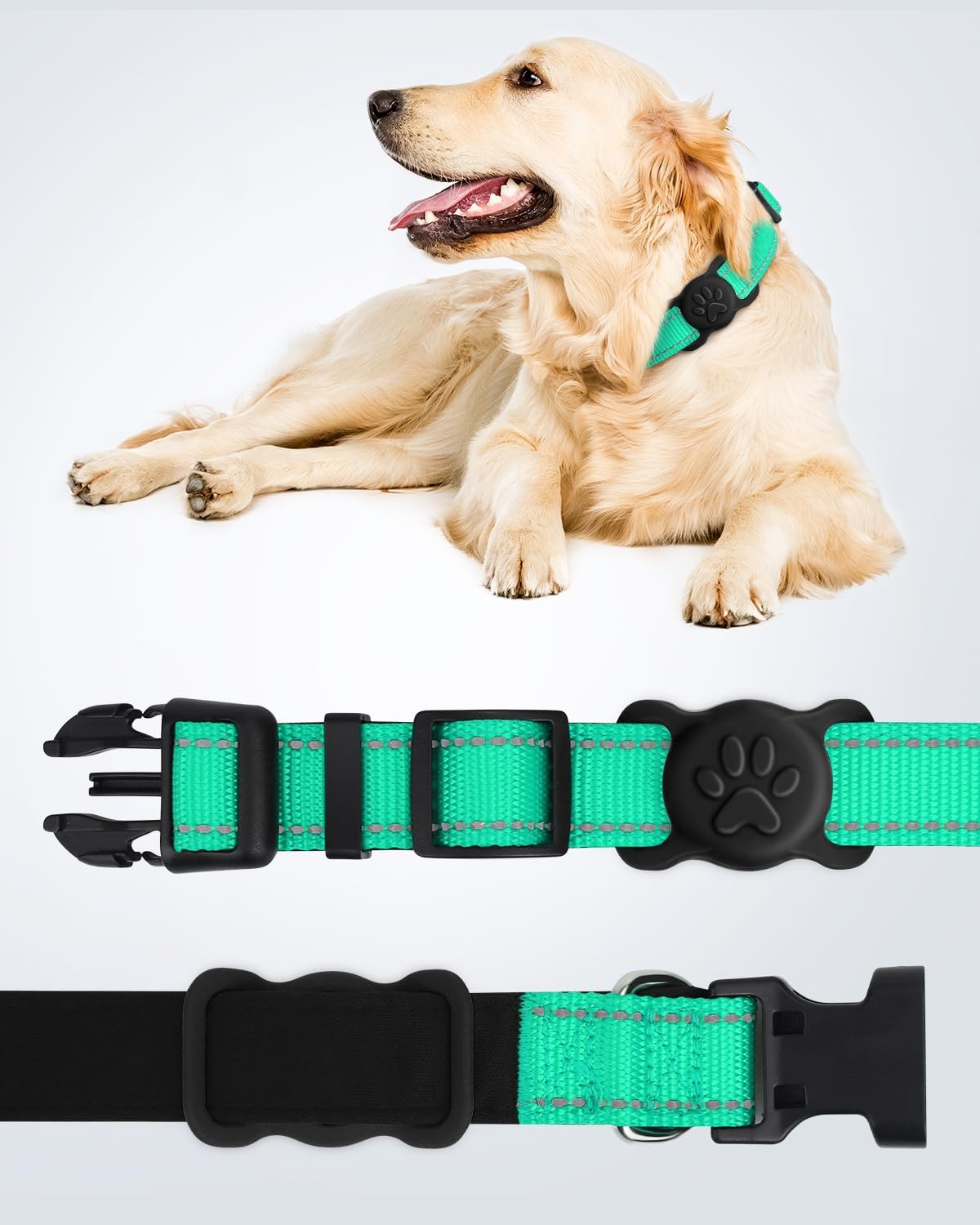 2 Pack Airtag Dog Collar Holder, Elastic Silicone Material with Slide-On Loop, Light and Durable Apple Air tag Holder for Dogs and Cats(Black/Black)