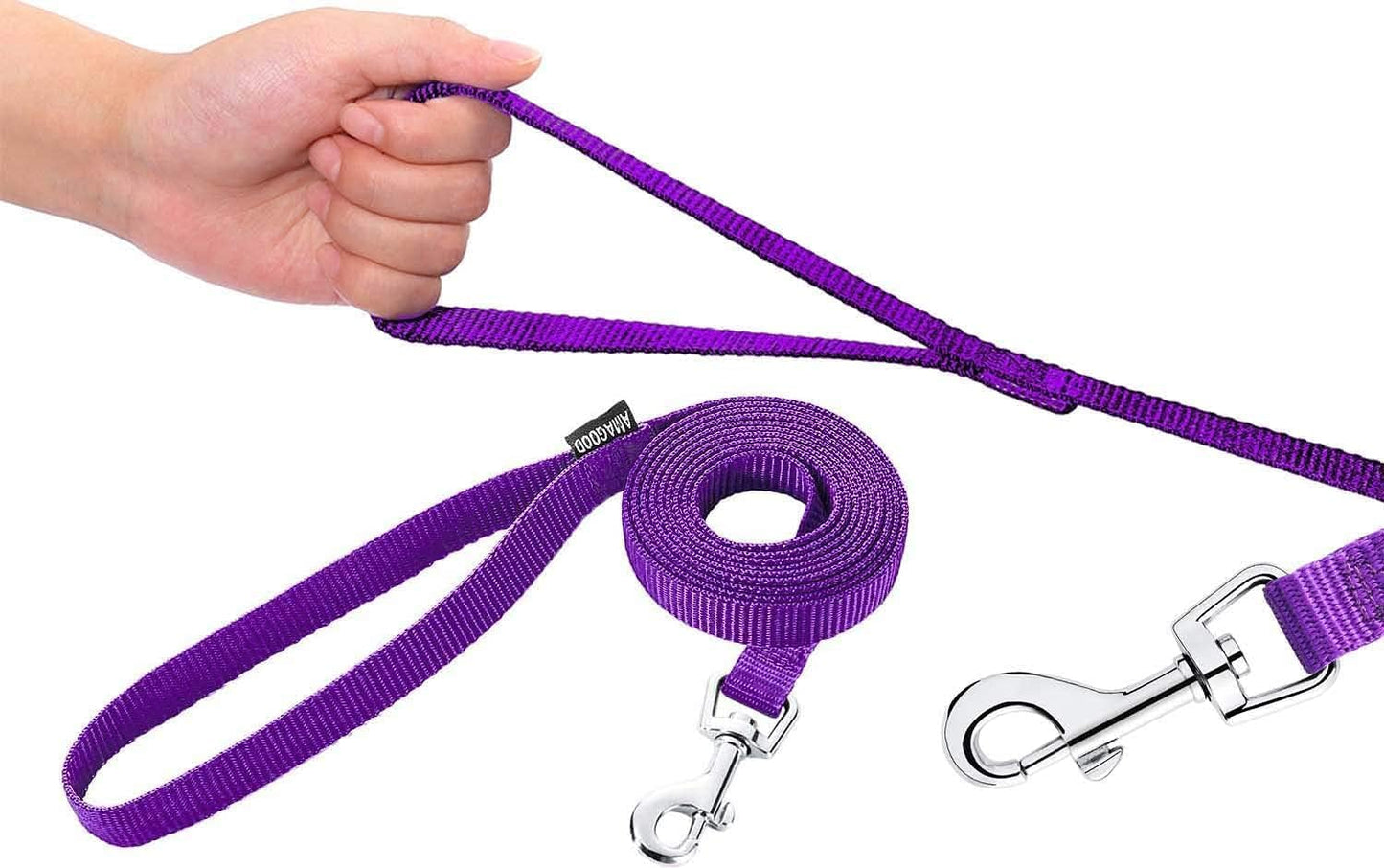 6 FT Puppy/Leash, Strong Traditional Style with Easy to Use Collar Hook, Great for Small, Medium and Large Dogs (5/8in x 6 ft, Purple)