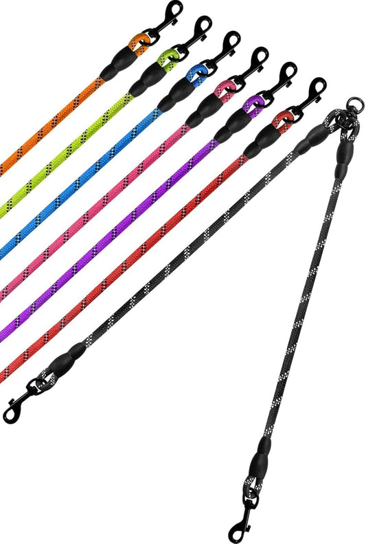 Double Dog Leash | Reflective Rope | No Tangle | Double Leash for Two Dogs | Puppy Small Medium Breeds | Black