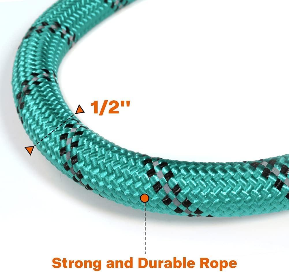 18"-28" Length, 1 1/4" Wide Dog Collar and Leash Set, 1/2" x 6 FT Highly Reflective Threads Dog Leash for Large Dogs,Turq