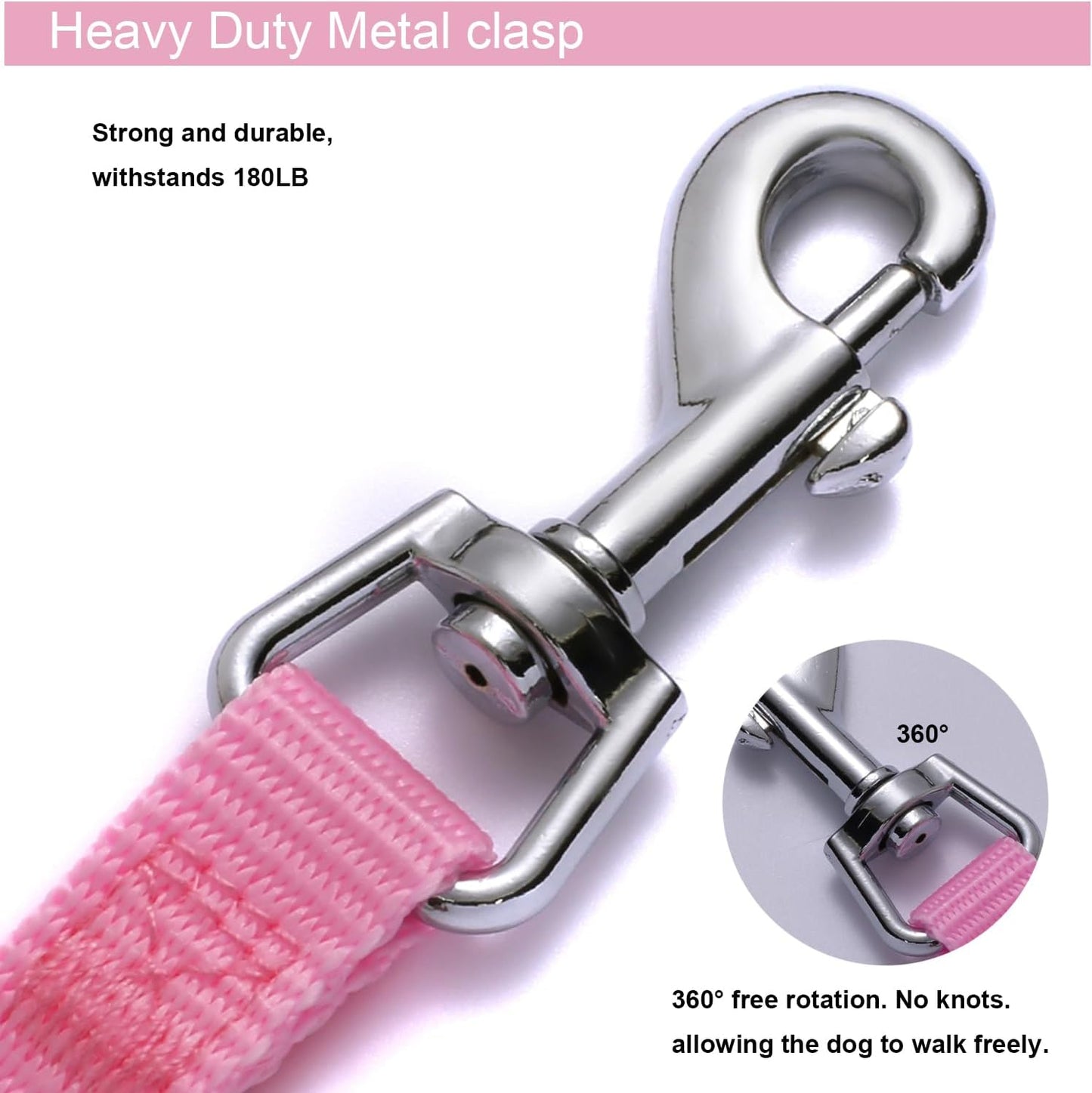 6 FT Puppy Leashes, Strong Traditional Style Leash with Easy to Use Collar Hook,Dog Lead Great for Small and Medium and Large Dog (Pink, 5/8 in x 6 ft)