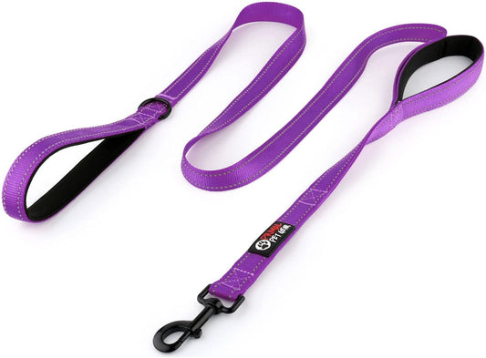Dog Leash 6ft Long,Traffic Padded Two Handle,Heavy Duty,Reflective Double Handles Lead for Control Safety Training,Leashes for Large Dogs or Medium Dogs,Dual Handles Leads(Purple)