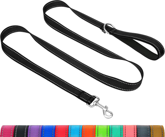 Dog Leash for Small Dogs, Double-Sided Reflective Leash with Soft Neoprene Padded Handle, 3/4 inch by 6 ft, Fit Small Medium Large Breeds Under 20 lbs, Black